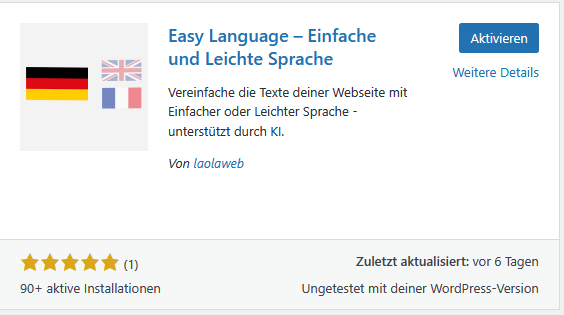 Installation von „Easy Language – Einfache und Leichte Sprache“